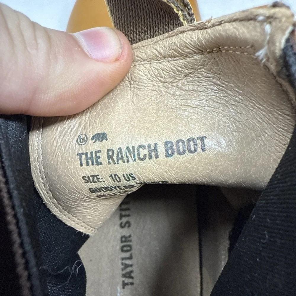 Mens 10 Taylor Stitch Ranch Boot Saddle Tan Brown Leather Chelsea Ankle Vibram